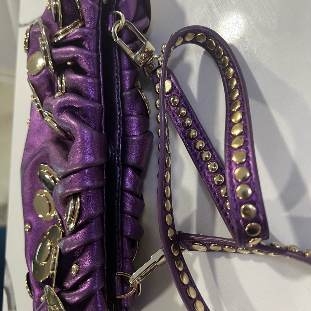 Diane von Furstenberg purple clutch w/attachable straps and dust bag. - Picture 8 of 11